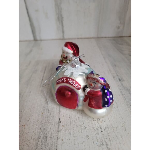 Snowman AS IS blown glass ornament Xmas Yankee Candle igloo - Picture 5 of 9